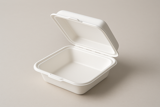 8x8 with 1 compartment plastic white container half open 