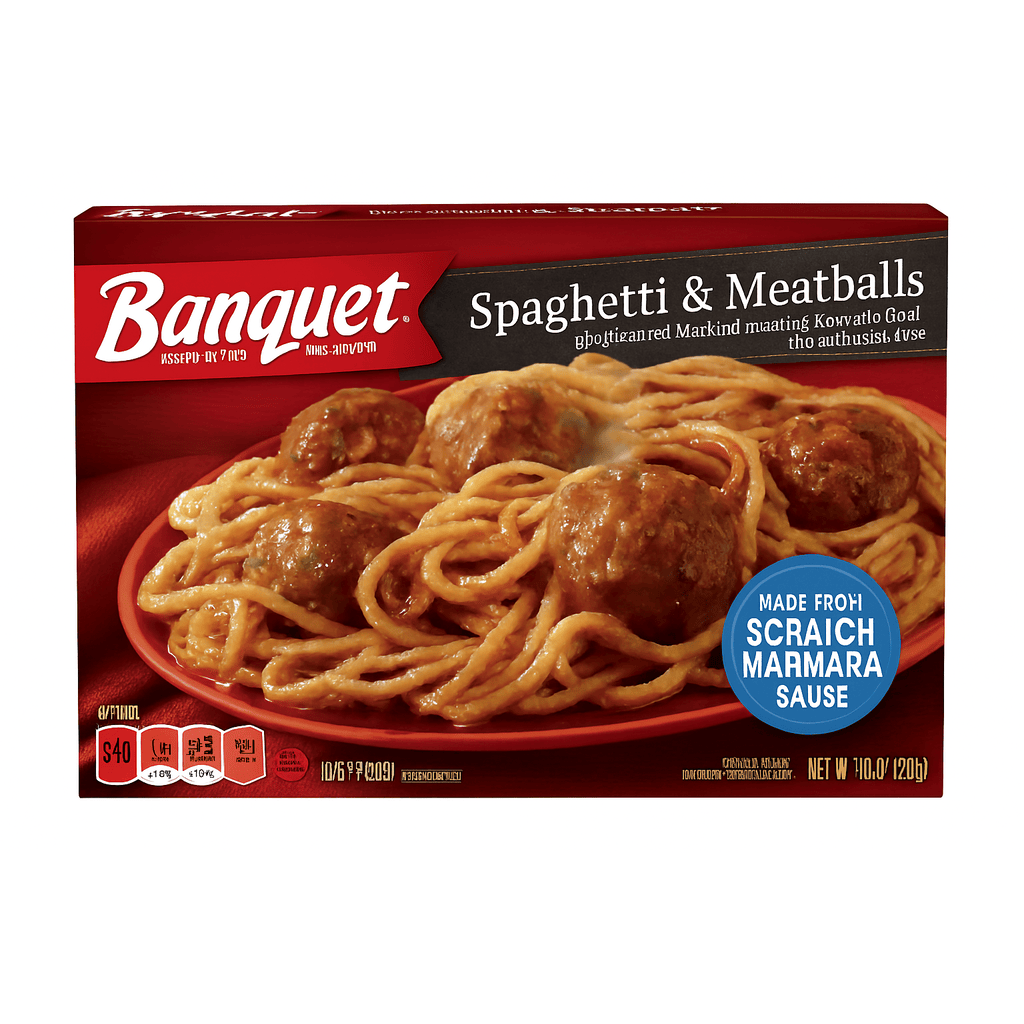9 OZ BANQUET - SPAGUETTI & MEATBALLS